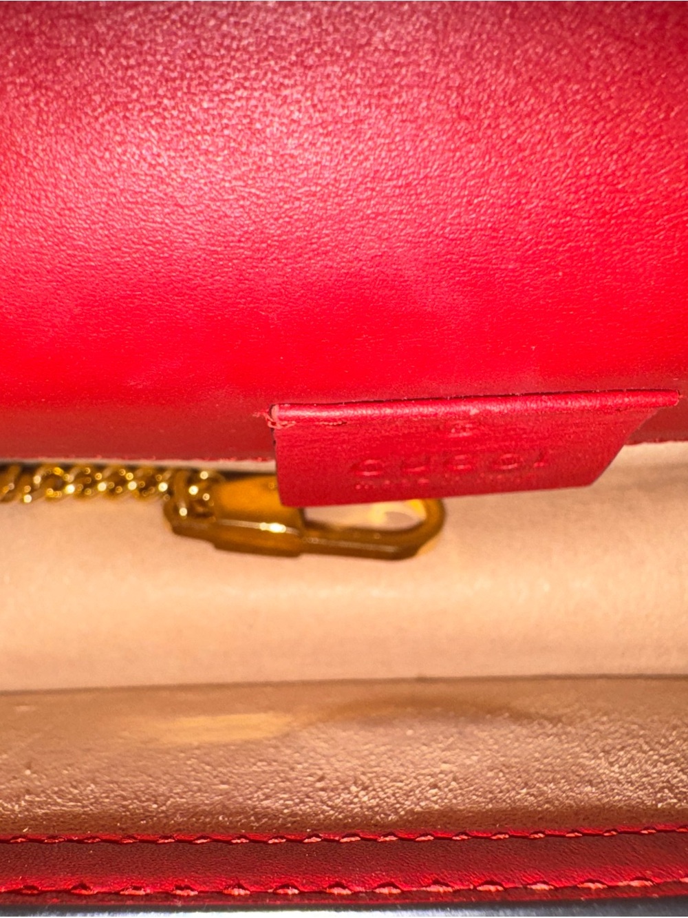 Gucci Red Leather Mini Sylvie Crossbody/Shoulder Bag with Gold Hardware - Picture 5 of 9